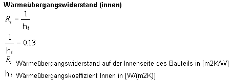 Wärmeübergangswiderstand (innen) Berechnung