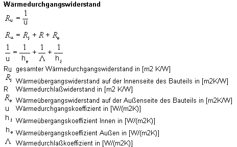 Berechnung des Wärmedurchgangswiderstandes