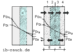 Dampfdruckverteilung im Mauerwerk