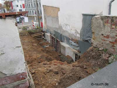 Abschnittsweise Herstellung einer Stützwand