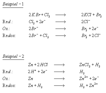 Reduktionsmittel 2 Beispielgleichungen